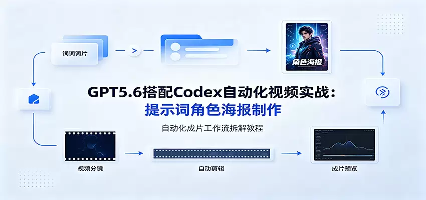 GPT5.6搭配Codex自动化视频实战：提示词角色海报制作，自动化成片工作流拆解教程|青心网创站
