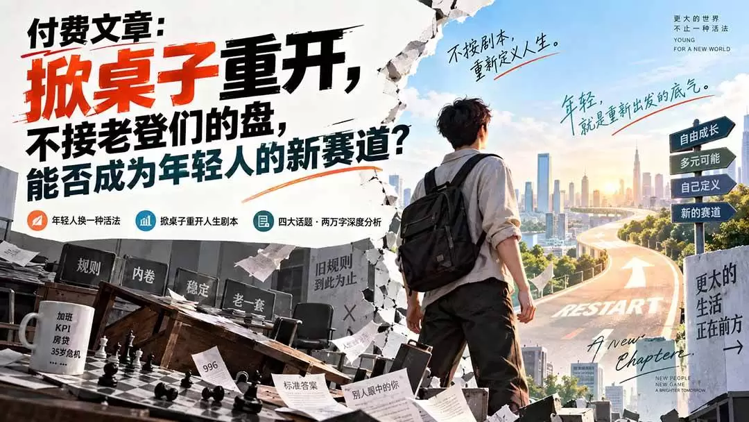 （20557期）付费文章：掀桌子重开，不接老登们的盘，能否成为年轻人的新赛道？ - 青心资源站