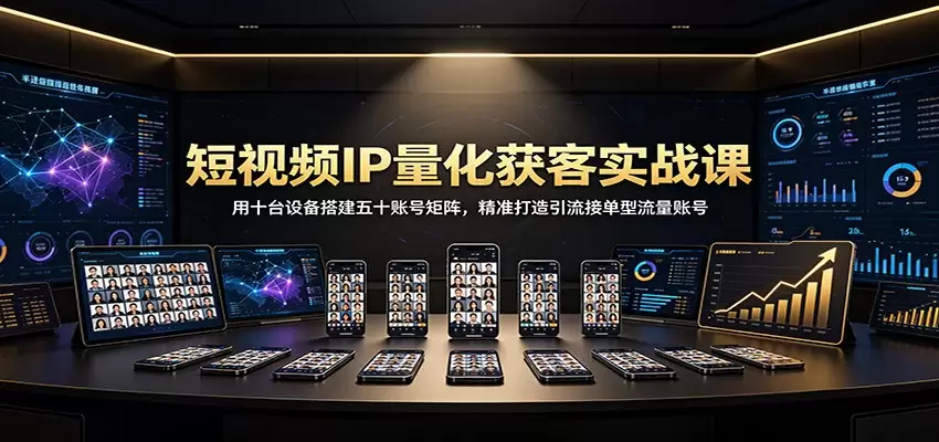 短视频IP量化获客实战课：用十台设备搭建五十账号矩阵，精准打造引流接单型流量账号|青心网创站