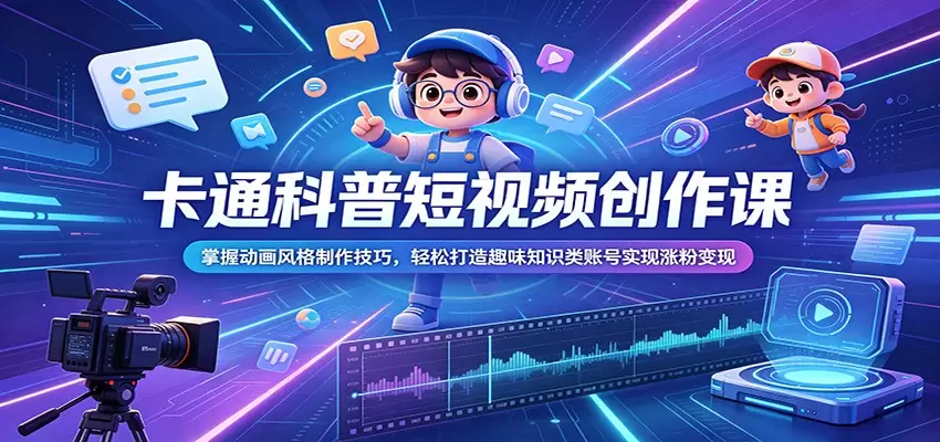 卡通科普短视频创作课：掌握动画风格制作技巧，轻松打造趣味知识类账号实现涨粉变现|青心网创站