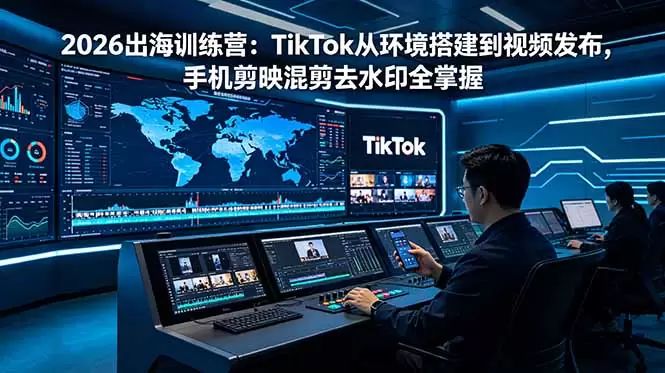 2026出海训练营：TikTok从环境搭建到视频发布，手机剪映混剪去水印全掌握|青心网创站