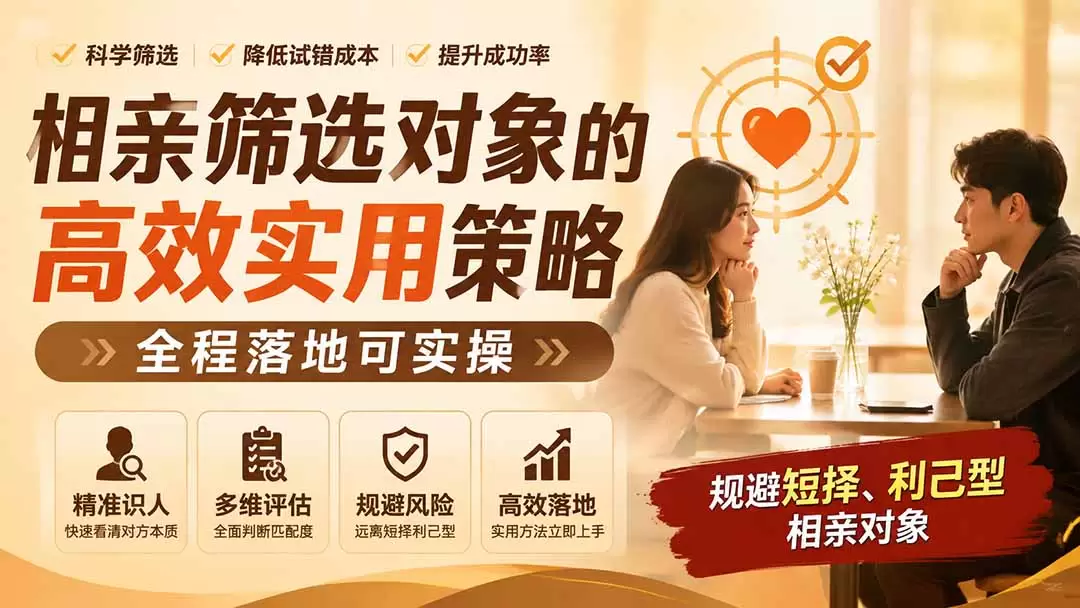 付费文章：相亲筛选对象的高效实用策略，全程落地可实操，规避短择、利己型相亲对象|青心网创站