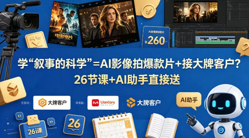学《叙事的科学》=AI影像拍爆款片+接大牌客户？26节课+AI助手直接送【原创双语字幕】|青心网创站