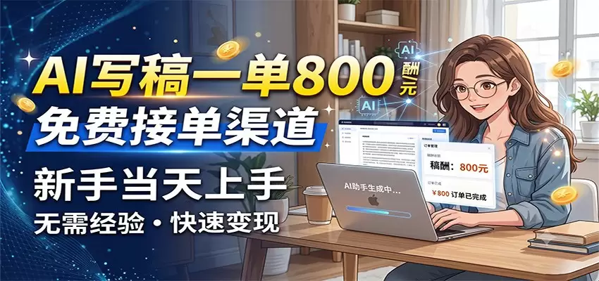 AI写稿一单800，免费接单渠道，一单一结几十到上千，新手当天上手|青心网创站