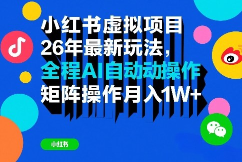 小红书虚拟项目26年最新玩法，全程AI自动操作，矩阵操作月入1W＋【揭秘】青心网创青心网创站