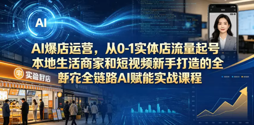 AI爆店运营，从0-1实体店流量起号，本地生活商家和短视频新手打造的全链路AI赋能实战课程|青心网创站