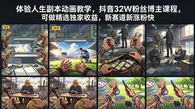 体验人生副本动画教学， 抖音32W粉丝博主课程，可做精选独家收益，新赛道新涨粉快|青心网创站