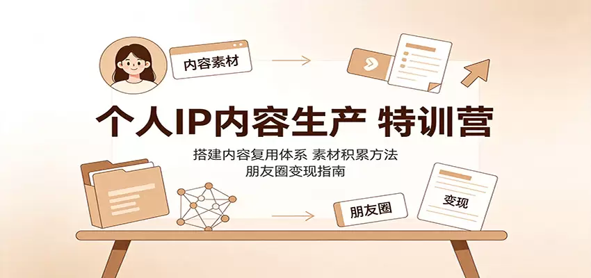 个人IP内容生产特训营：搭建内容复用体系，素材积累方法，朋友圈变现指南 - 青心资源站