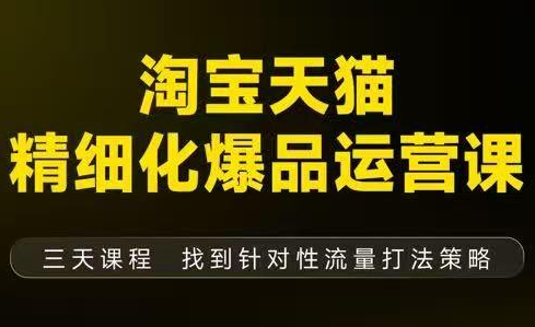 猫课子幽·淘宝天猫精细化爆品运营【音频+字幕+文档】(9月12-14杭州线下课)-青心网创站
