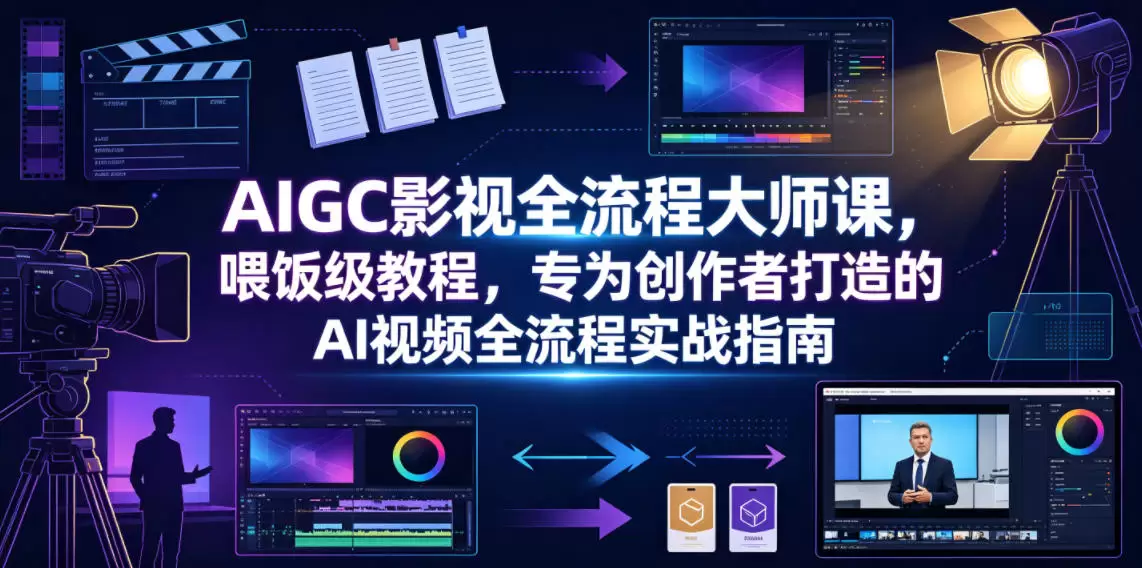 AIGC影视全流程大师课，喂饭级教程，专为创作者打造的AI视频全流程实战指南|青心网创站