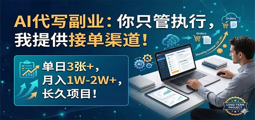 AI代写副业：你只管执行，我提供接单渠道！单日3张+，月入1W-2W+，长久项目|青心网创站