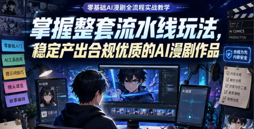 零基础AI漫剧全流程实战教学，掌握整套流水线玩法，稳定产出合规优质的AI漫剧作品|青心网创站