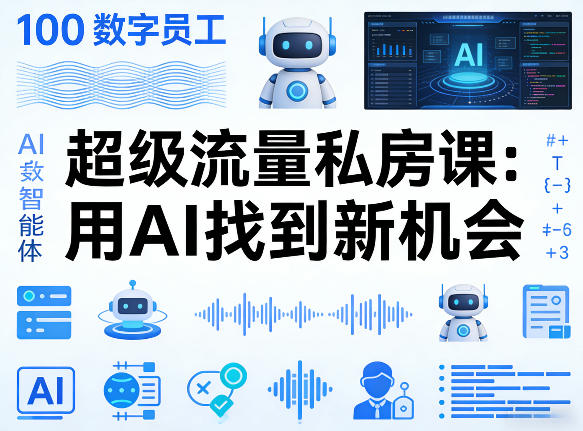 你的AI数字员工100个智能体，超级流量私房课，用AI找到新机会|青心网创站