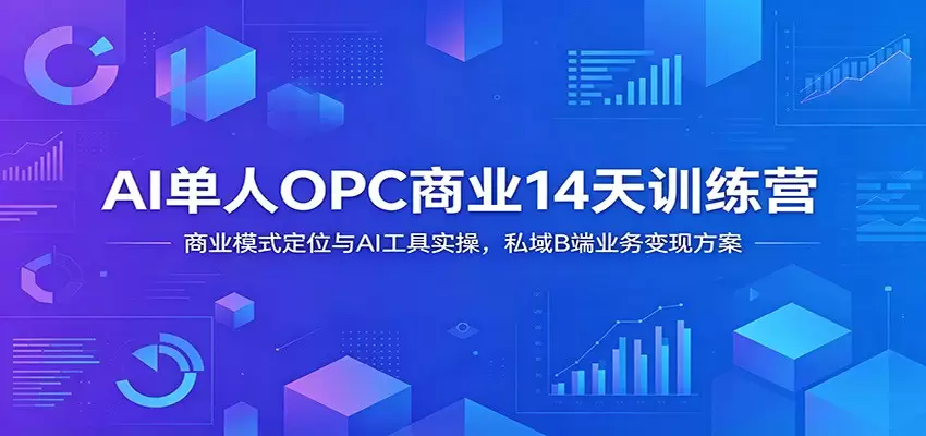 AI单人OPC商业14天训练营：商业模式定位与AI工具实操，私域B端业务变现方案|青心网创站
