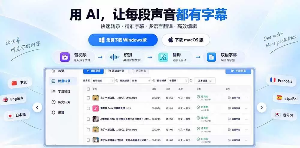 (20728期)剪映会员不用再开了?视频字幕一键生成加翻译,本地离线运行,完全免费,超快速高精度,字幕大师 (20728期)剪映会员不用再开了?视频字幕一键生成加翻译,本地离线运行,完全免费,超快速高精度,字幕大师