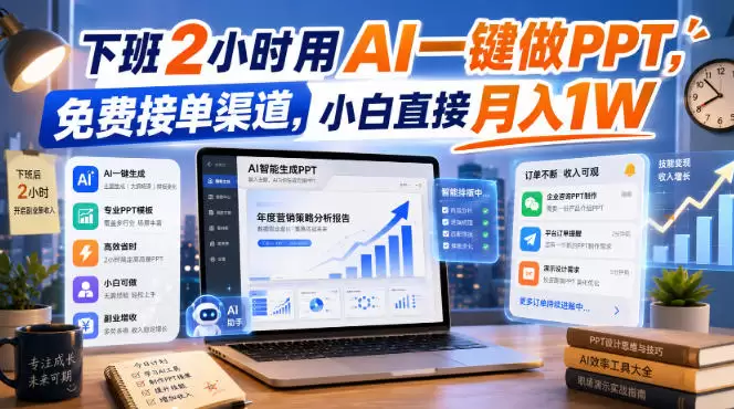 下班2小时用AI一键做PPT，免费接单渠道，小白直接月入1W【揭秘】 - 青心资源站