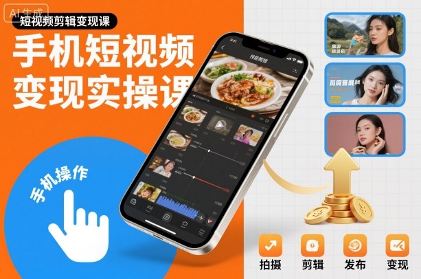 手机短视频变现实操课，短视频剪辑变现课-青心网创站