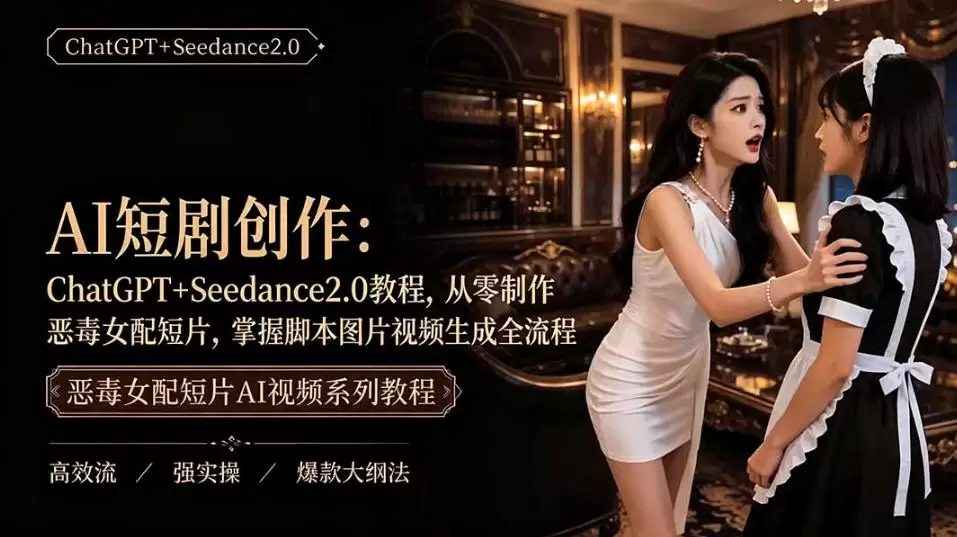 AI短剧从零创作实战课|ChatGPT脚本撰写+Seedance2.0视频生成,恶毒女配短剧全流程教程 AI短剧从零创作实战课|ChatGPT脚本撰写+Seedance2.0视频生成,恶毒女配短剧全流程教程