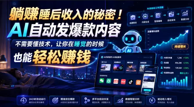 躺賺睡后收入的秘密！AI自动发爆款内容，不需要懂技术，让你在睡觉的时候也能轻松賺钱【原创双语字幕】|青心网创站