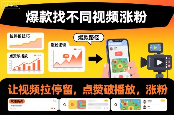 爆款找不同视频涨粉，让视频拉停留，实现点赞，破播放，涨粉-青心网创站