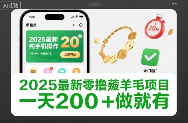 2025最新零撸薅羊毛项目,纯手机操作,20秒一单,无任何门槛,一天200+做就有【揭秘】-青心网创站
