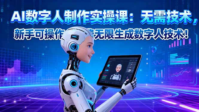 AI数字人制作实操课：无需技术，新手可操作，免费无限生成数字人技术！-青心网创站