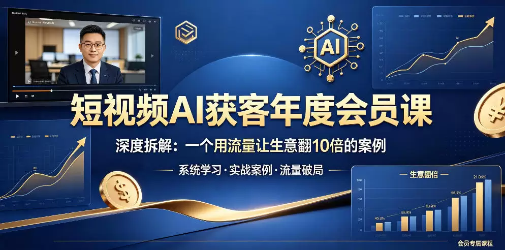 短视频AI获客年度会员课，深度拆解，一个用流量让生意翻10倍的案例|青心网创站