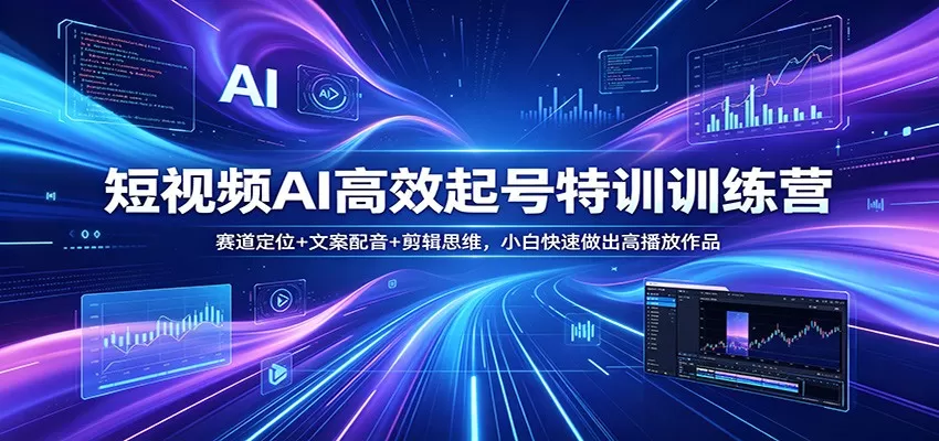 短视频AI高效起号特训训练营：赛道定位+文案配音+剪辑思维，小白快速做出高播放作品|青心网创站