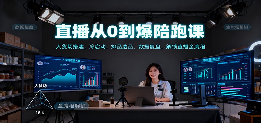 直播从0到爆陪跑课:人货场搭建,冷启动,排品选品,数据复盘,解锁直播全流程-青心网创站