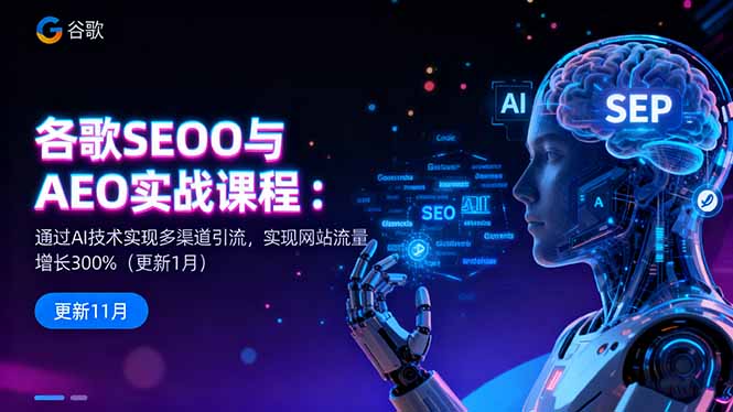 谷歌SEO与AEO实战课程:通过AI技术实现多渠道引流,实现网站流量增长300%-青心网创站