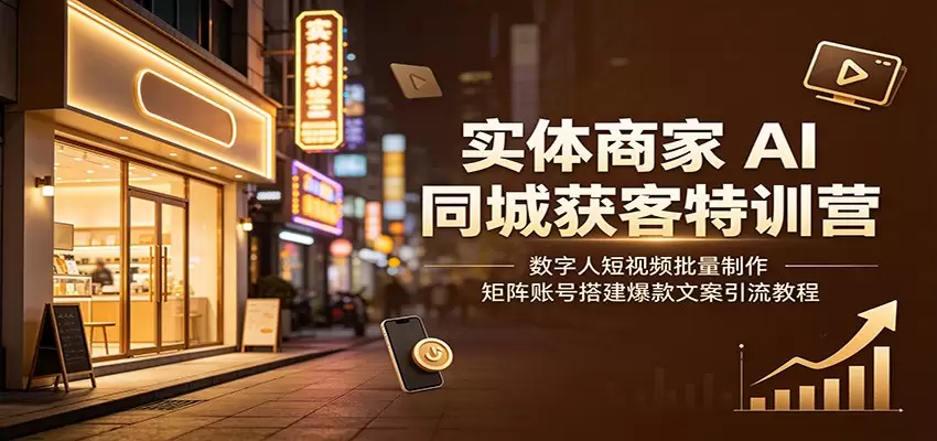 实体商家AI同城获客特训营：数字人短视频批量制作，矩阵账号搭建爆款文案引流教程|青心网创站