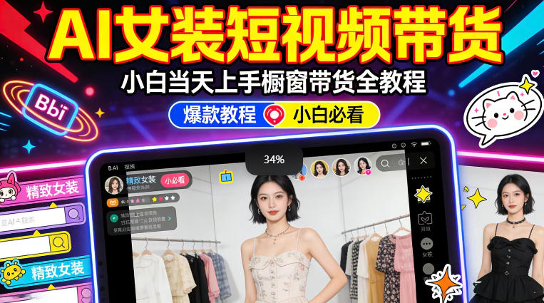 AI女装短视频橱窗带货：小白零门槛当天上手，高佣金爆款轻松賺！|青心网创站