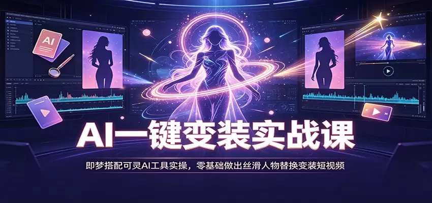 AI一键变装实战课：即梦搭配可灵AI工具实操，零基础做出丝滑人物替换变装短视频|青心网创站