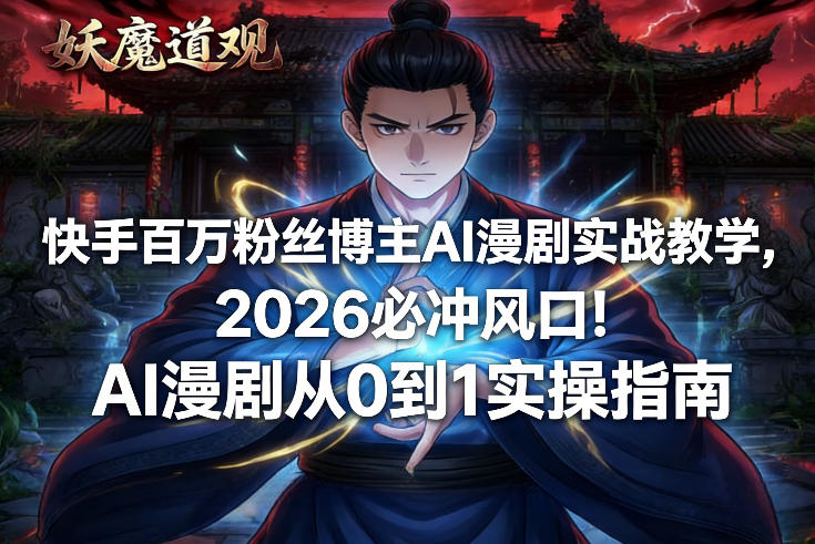 快手百万粉丝博主AI漫剧实战教学，2026必冲风口！AI漫剧从0到1实操指南青心网创青心网创站
