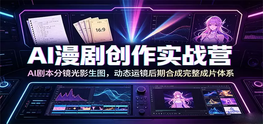 AI漫剧创作实战营：AI剧本分镜光影生图，动态运镜后期合成完整成片体系|青心网创站