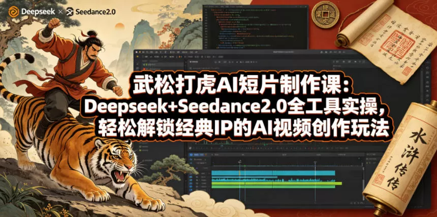 武松打虎AI短片制作课：Deepseek+Seedance2.0全工具实操，轻松解锁经典IP的AI视频创作玩法|青心网创站