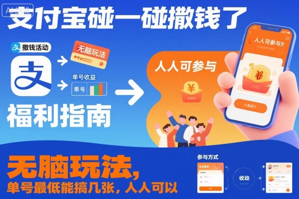 支付宝碰一碰撒钱了，无脑玩法，单号最低能搞几张，人人可以撸【揭秘】-青心网创站