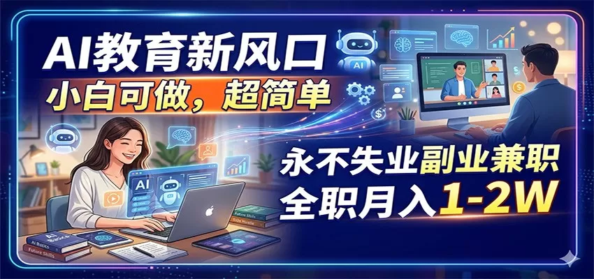 AI教育新风口，小白可做，超简单，永不失业副业兼职 全职月入1-2W|青心网创站