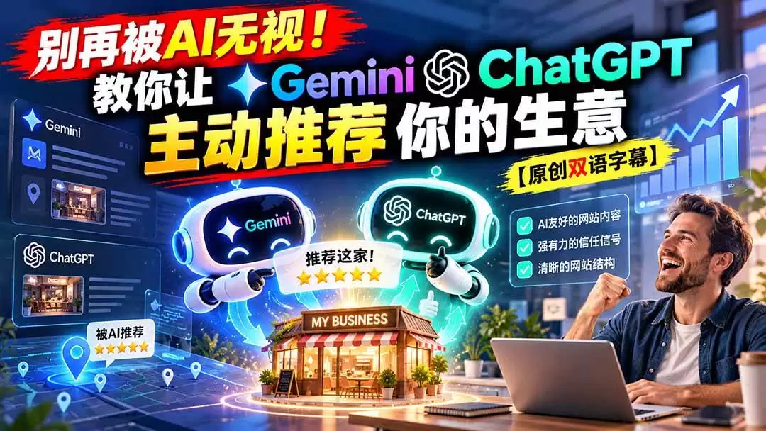 （20737期）别再被AI无视！教你让GeminiChatGPT主动推荐你的生意【原创双语字幕】 - 青心资源站