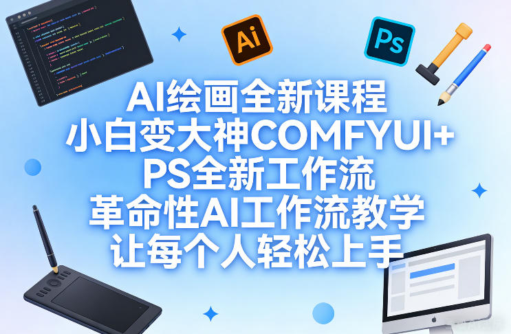 AI绘画全新课程，小白变大神COMFYUI+PS全新工作流，革命性AI工作流教学，让每个人轻松上手青心网创青心网创站