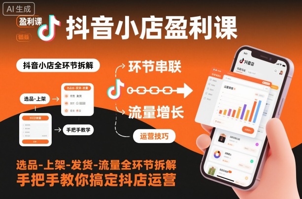 抖音小店盈利课-选品-上架-发货-流量全环节拆解，手把手教你搞定抖店运营-青心网创站