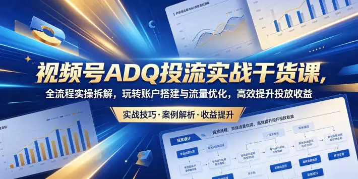 视频号ADQ投流实战干货课，全流程实操拆解，玩转账户搭建与流量优化，高效提升投放收益|青心网创站