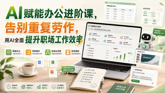 AI赋能办公进阶课，告别重复劳作，用AI全面提升职场工作效率|青心网创站