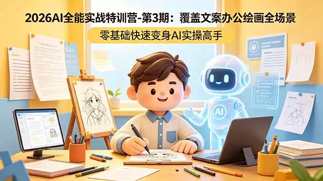 2026AI全能实战特训营-第3期：覆盖文案办公绘画全场景 零基础快速变身AI实操高手|青心网创站
