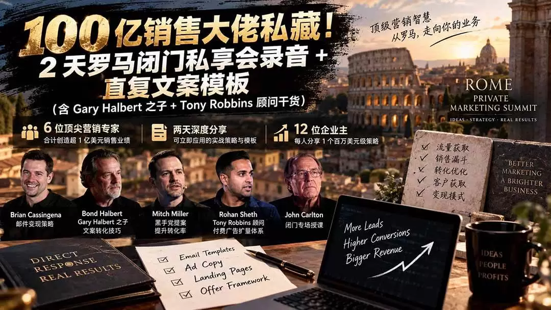 （20593期）100亿销售大佬私藏-无水印！2天罗马闭门私享会录音+直复文案模板【原创双语字幕】 - 青心资源站