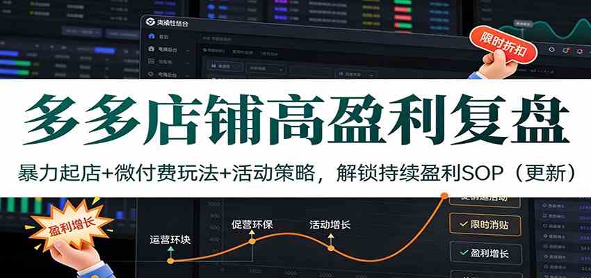 多多店铺高盈利复盘：暴力起店+微付费玩法+活动策略，解锁持续盈利SOP（更新）青心网创青心网创站
