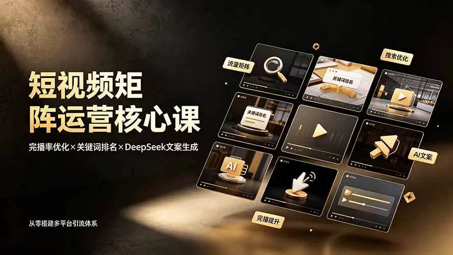 短视频矩阵运营核心课：完播率优化×关键词排名×DeepSeek文案生成，从零搭建多平台引流体系|青心网创站