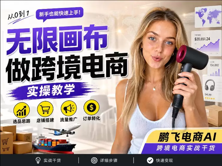【跨境电商必备】AI无线画布制作商品宣传视频，四步搞定，无线画布工作流，操作简单好上手|青心网创站