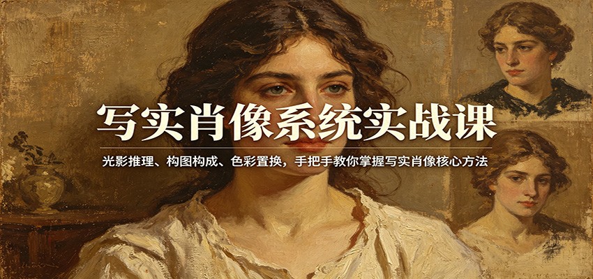 写实肖像系统实战课:光影推理、构图构成、色彩置换,手把手教你掌握写实肖像核心方法|青心网创站