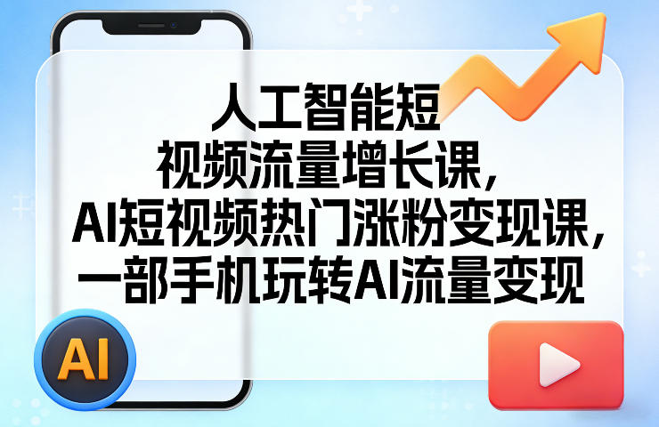 人工智能短视频流量增长课，AI短视频热门涨粉变现课，一部手机玩转AI流量变现青心网创青心网创站